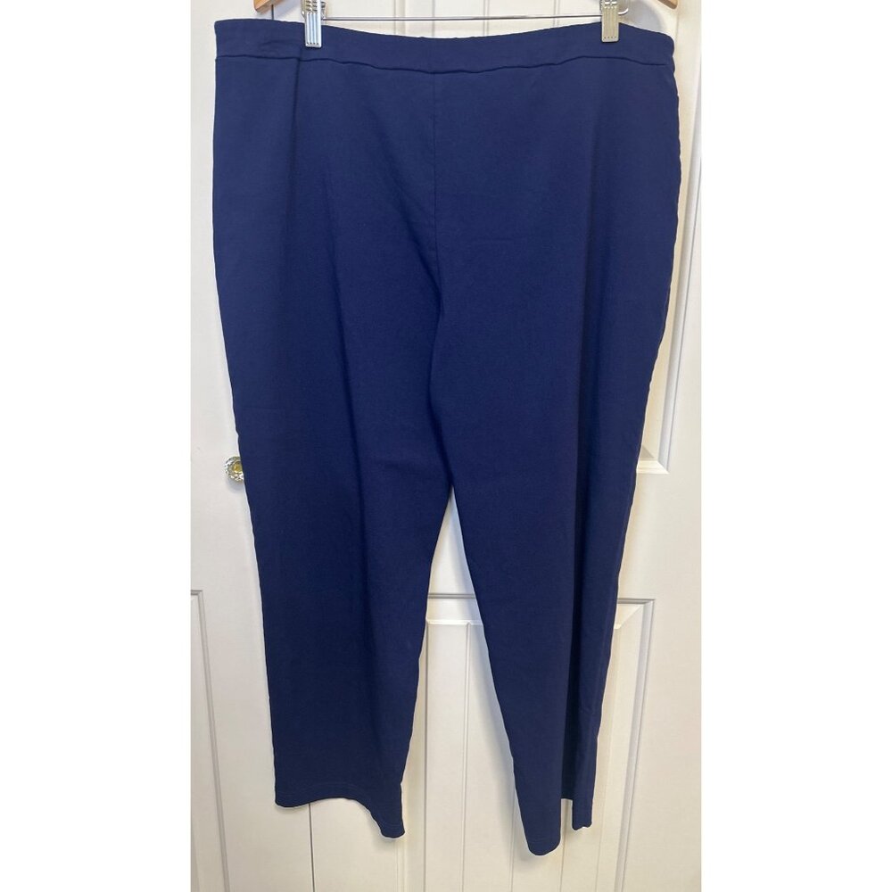 Susan Graver Pants Navy Blue Liquid Knit Pull On Stretch Straight Leg, XL - Picture 3 of 10